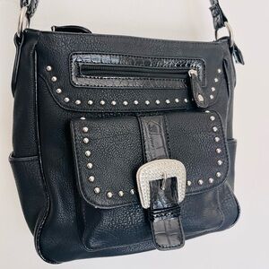 Black Studded Conceal and Carry Shoulder Bag